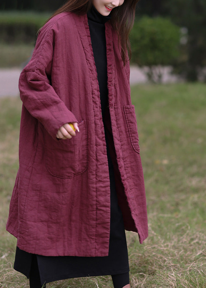 Boutique Bean Paste Colour V Neck Warm Fleece Parka Winter - Down Jackets - DYAVOR®