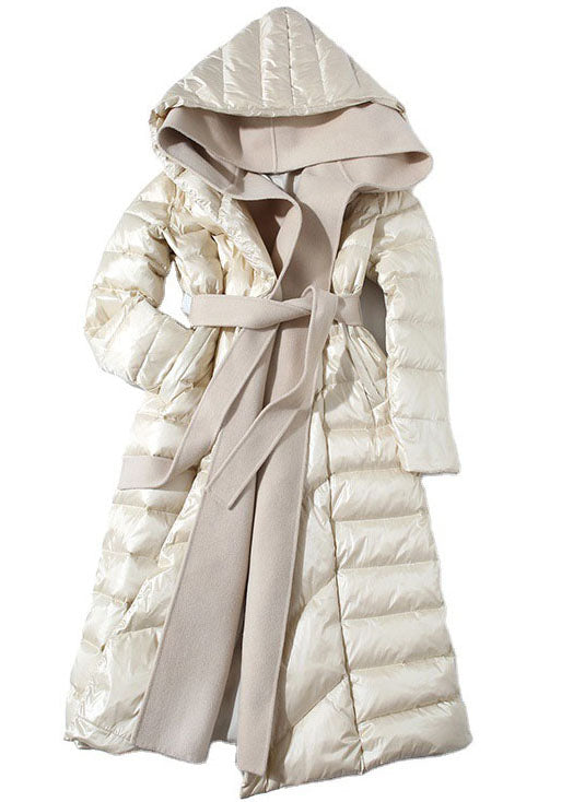 Boutique Beige Hooded Patchwork Duck Down Down Fake Two Piece Coats Winter - Down Jackets - DYAVOR®