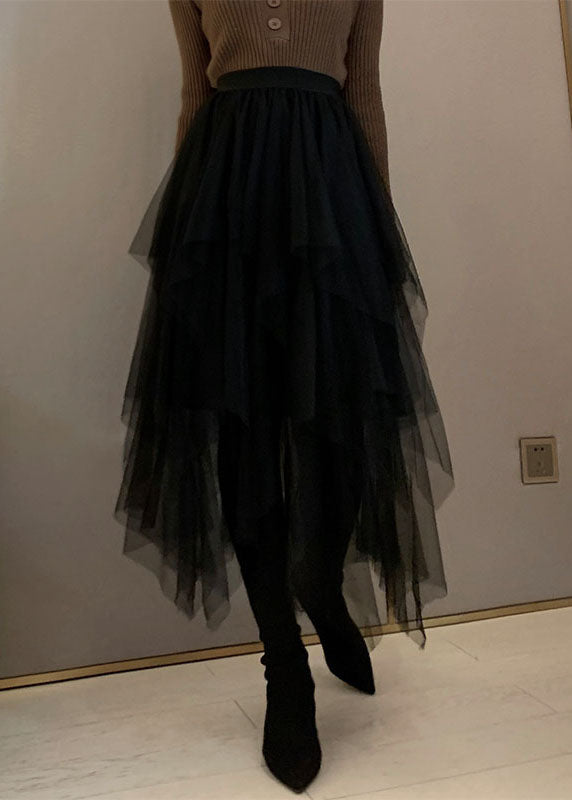Boutique Black Asymmetrical fashion tulle Skirts Spring - Skirts - DYAVOR®