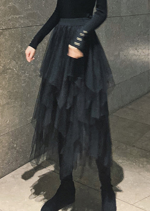 Boutique Black Asymmetrical fashion tulle Skirts Spring - Skirts - DYAVOR®