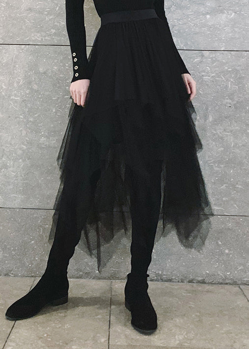 Boutique Black Asymmetrical fashion tulle Skirts Spring - Skirts - DYAVOR®