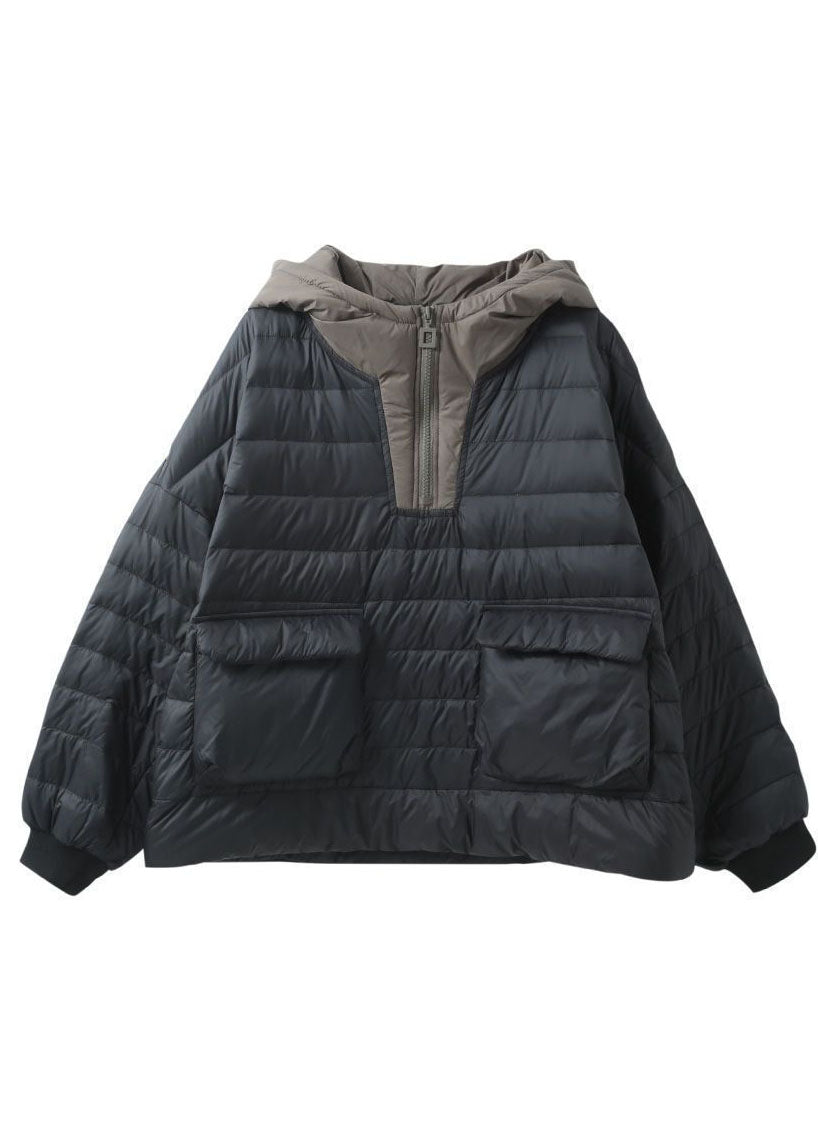 Boutique Black Hooded Patchwork Fine Cotton Filled Sweatshirts Top Winter - Down Jackets - DYAVOR®