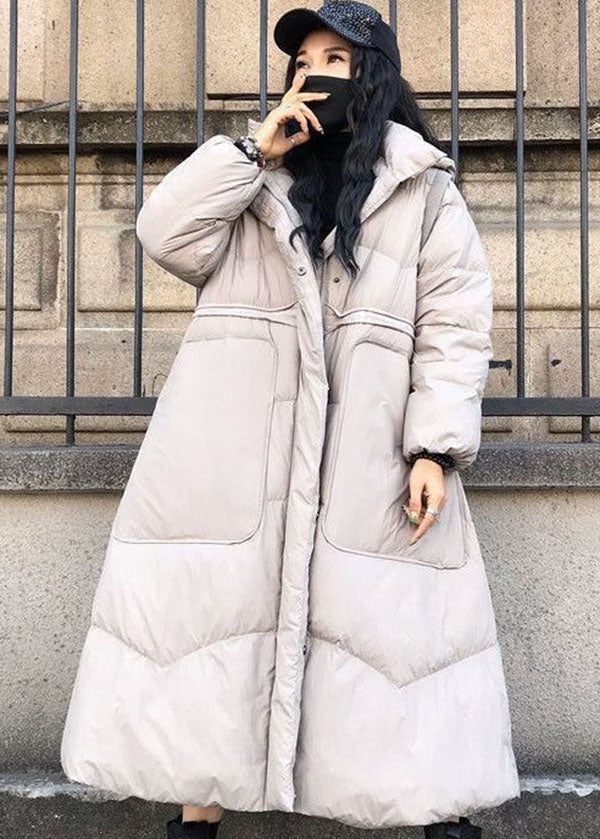 Boutique Black Stand Collar Hooded Drawstring Pockets Duck Down Cinch Coats Winter - Down Jackets - DYAVOR®