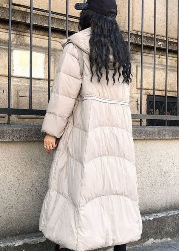 Boutique Black Stand Collar Hooded Drawstring Pockets Duck Down Cinch Coats Winter - Down Jackets - DYAVOR®