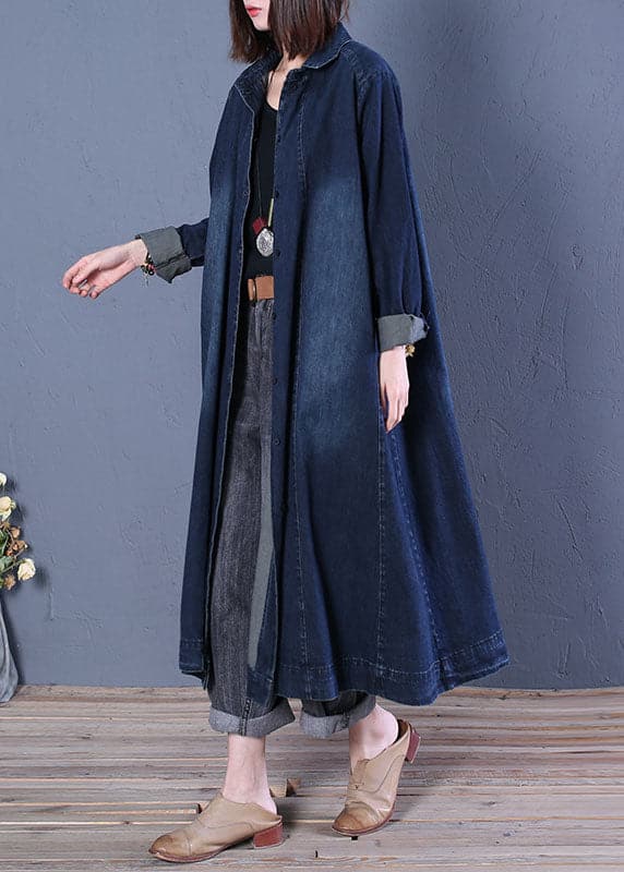 Boutique Blue Peter Pan Collar Patchwork denim trench coats Spring - Coats - DYAVOR®