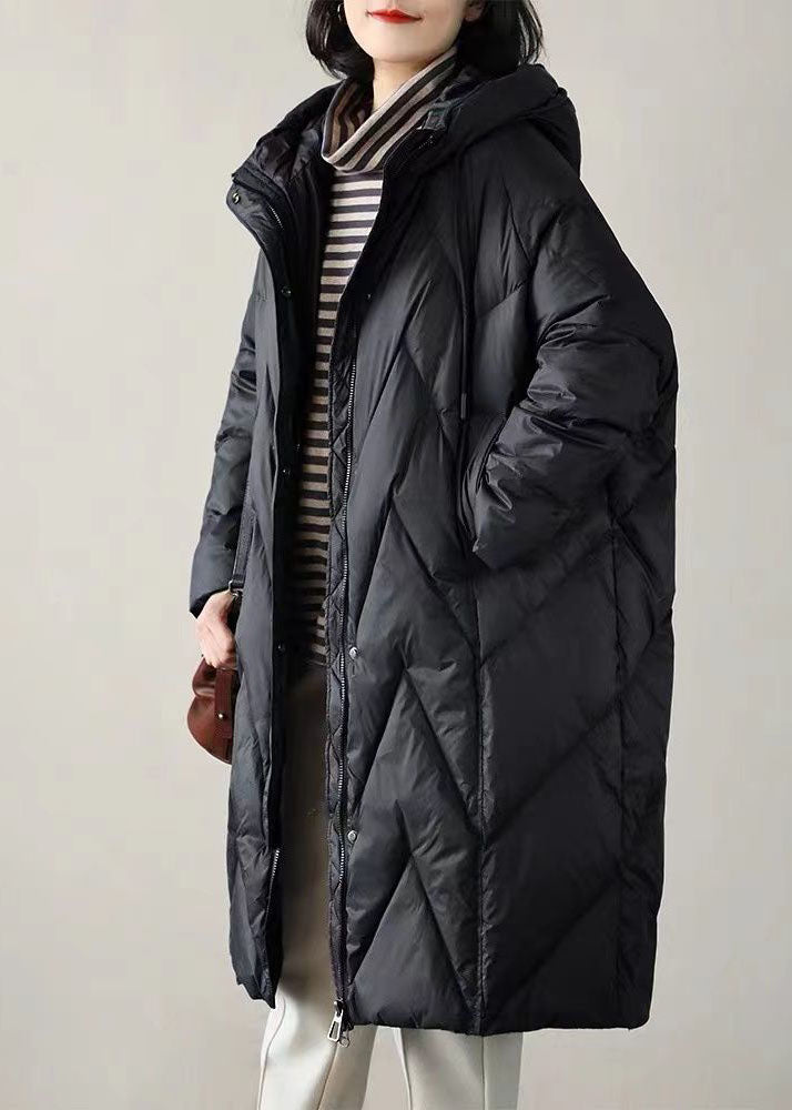 Boutique Chocolate Hooded Drawstring Pockets Duck Down Puffer Jacket Winter - Down Jackets - DYAVOR®