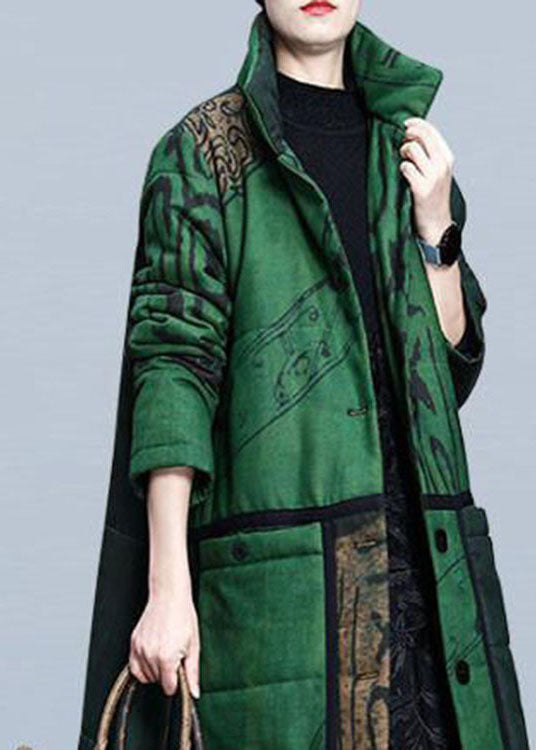 Boutique Red Print Pockets Thick Cotton Winter Long sleeve Coat - Down Jackets - DYAVOR®