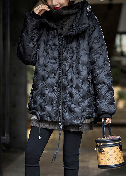 Boutique Khaki Hooded Drawstring Zippered Duck Down Puffer Jacket In Winter - Down Jackets - DYAVOR®