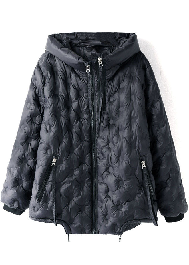 Boutique Khaki Hooded Drawstring Zippered Duck Down Puffer Jacket In Winter - Down Jackets - DYAVOR®