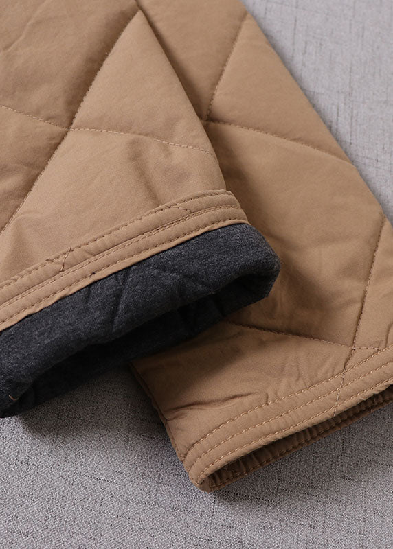 Boutique Khaki Hooded Patchwork Fine Cotton Filled Parka Winter - Down Jackets - DYAVOR®