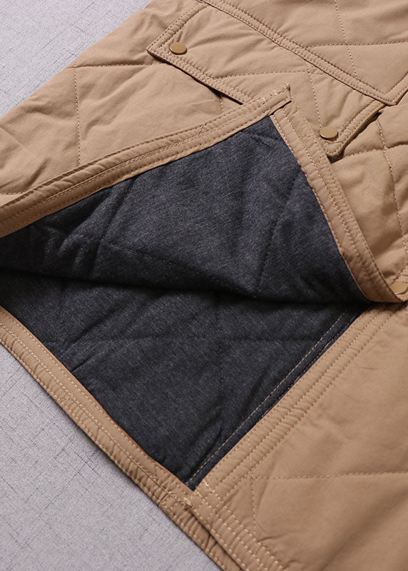 Boutique Khaki Hooded Patchwork Fine Cotton Filled Parka Winter - Down Jackets - DYAVOR®