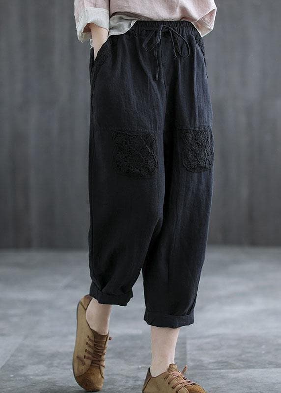 Boutique Mulberry Embroideried Harem Crop Summer Linen Harem Pants - Pants - DYAVOR®