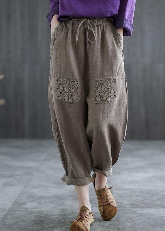 Boutique Mulberry Embroideried Harem Crop Summer Linen Harem Pants - Pants - DYAVOR®