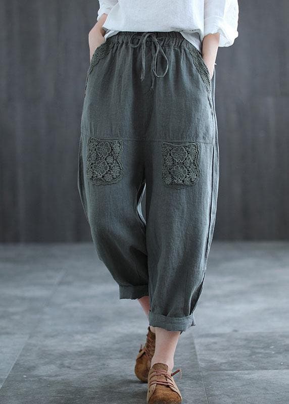 Boutique Mulberry Embroideried Harem Crop Summer Linen Harem Pants - Pants - DYAVOR®