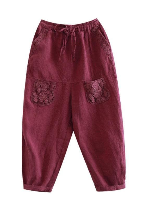 Boutique Mulberry Embroideried Harem Crop Summer Linen Harem Pants - Pants - DYAVOR®