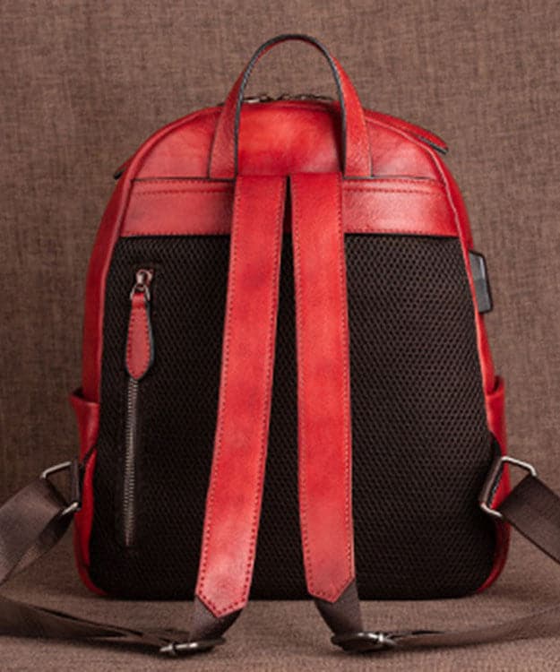 Boutique Red Lotus Paitings Calf Leather Backpack Bag - Backpack Bag - DYAVOR®