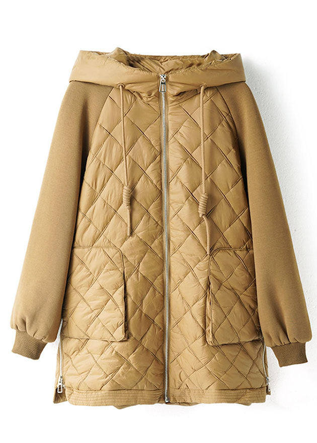 Boutique Yellow Hooded Patchwork Fine Cotton Filled Puffer Jacket Winter - Down Jackets - DYAVOR®