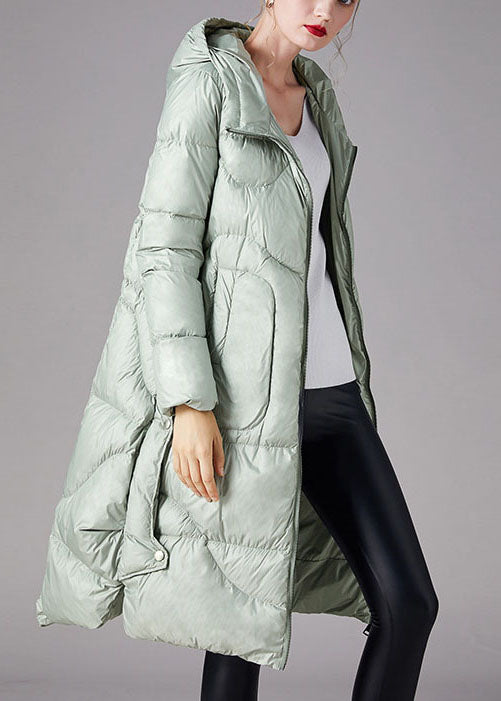 Boutique silver Green hooded low high design Loose Winter Duck Down Coats - Down Jackets - DYAVOR®