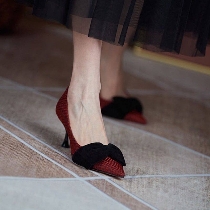 Bowknot Pointed Toe Stiletto Women's Casual Shoes GCSASD29 Thin High Heels - Casual Shoes - DYAVOR®
