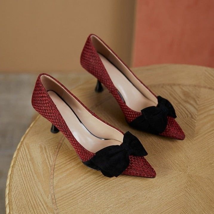 Bowknot Pointed Toe Stiletto Women's Casual Shoes GCSASD29 Thin High Heels - Casual Shoes - DYAVOR®