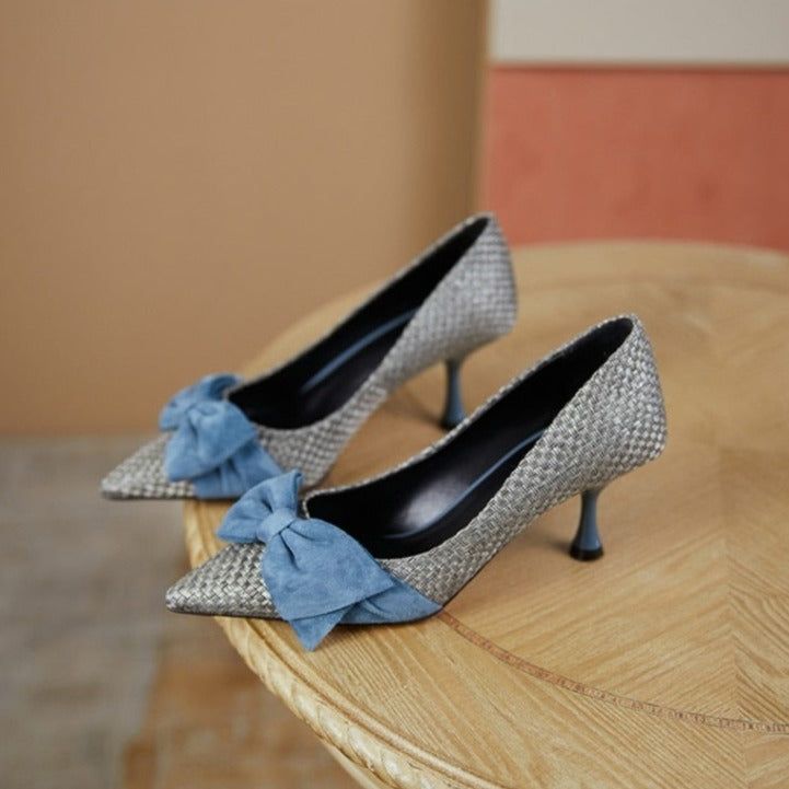 Bowknot Pointed Toe Stiletto Women's Casual Shoes GCSASD29 Thin High Heels - Casual Shoes - DYAVOR®