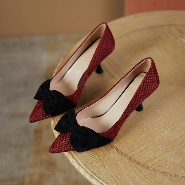 Bowknot Pointed Toe Stiletto Women's Casual Shoes GCSASD29 Thin High Heels - Casual Shoes - DYAVOR®