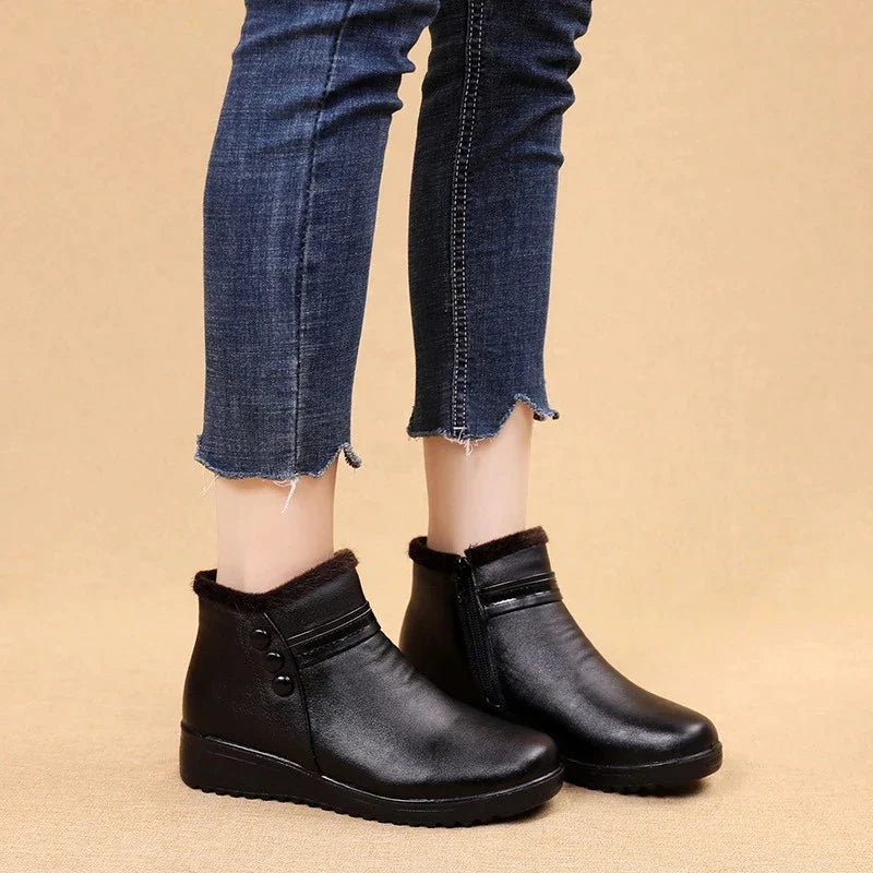 Groovywish Orthopedic Snow Boots Women Leather Ankle Shoes - - DYAVOR®