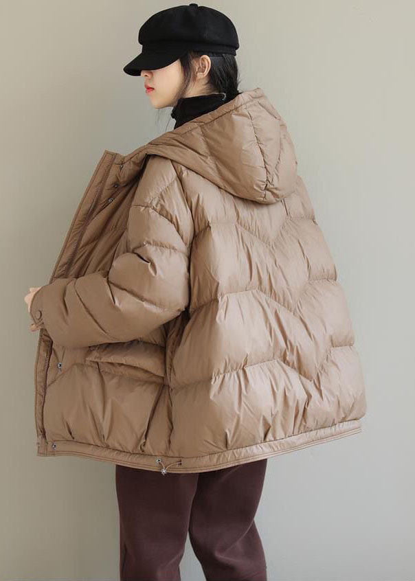 Camel Duck Down Puffers Jackets Hooded Drawstring Winter - Down Jackets - DYAVOR®
