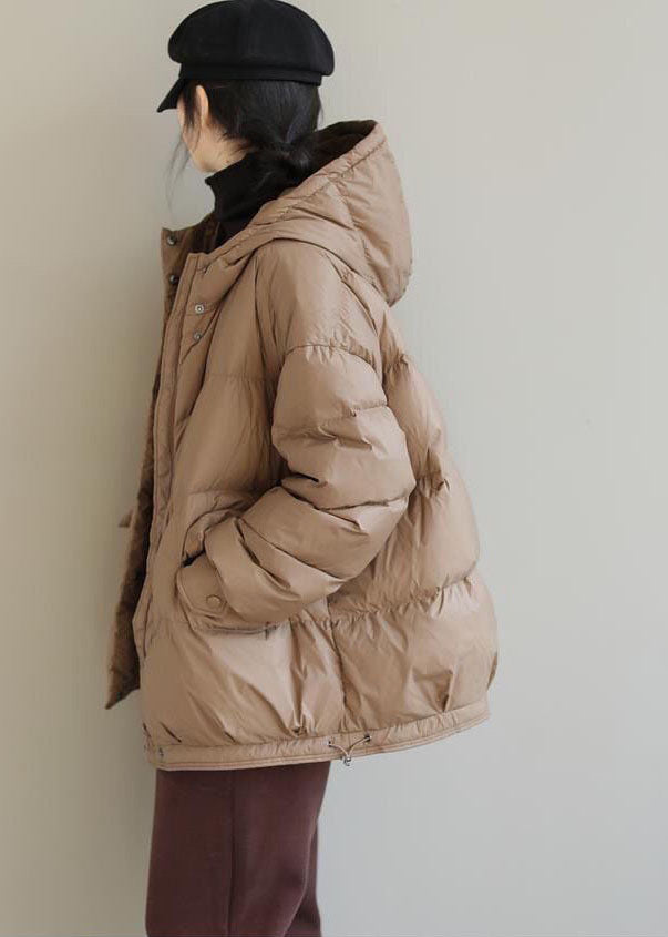 Camel Duck Down Puffers Jackets Hooded Drawstring Winter - Down Jackets - DYAVOR®