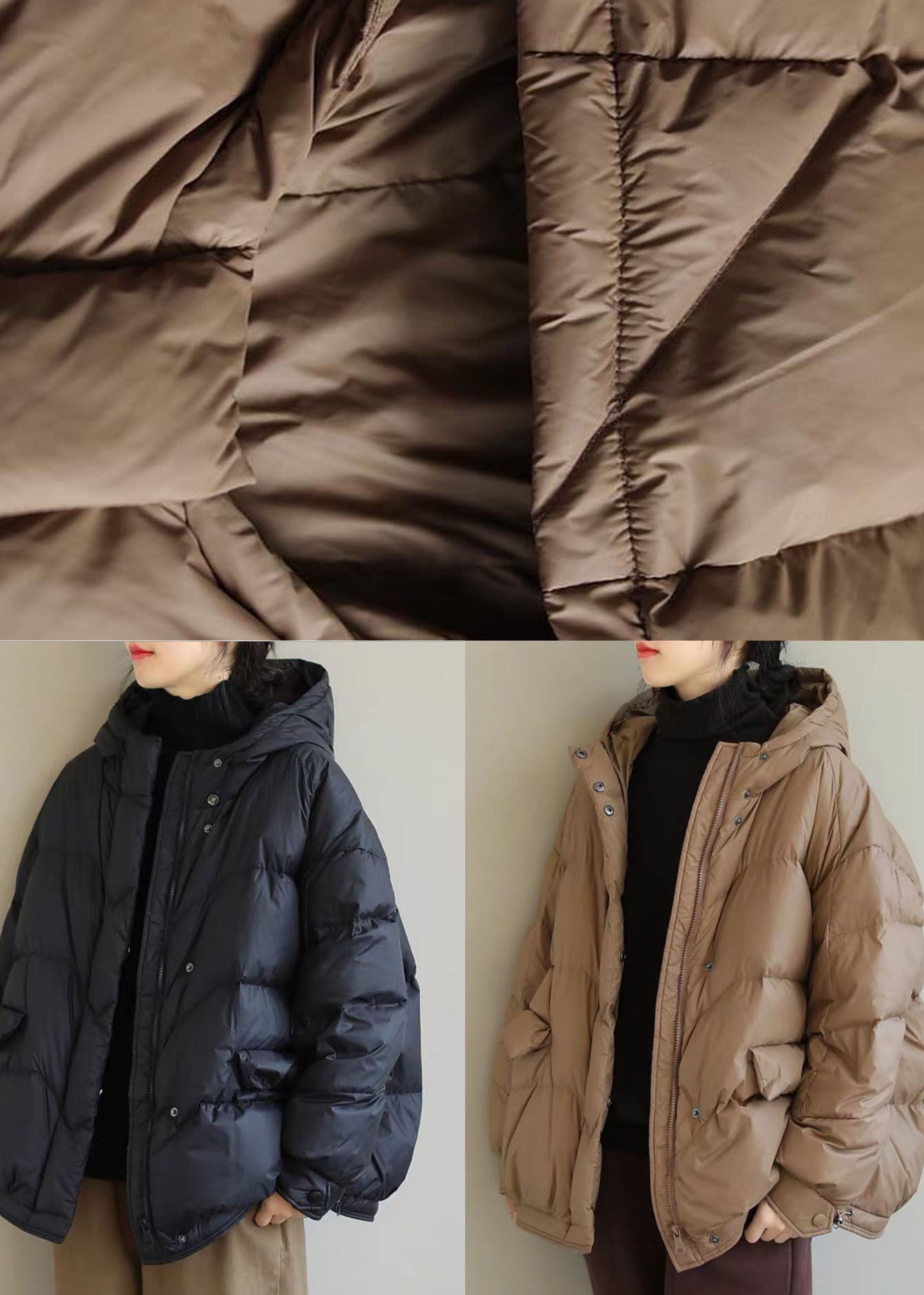 Camel Duck Down Puffers Jackets Hooded Drawstring Winter - Down Jackets - DYAVOR®