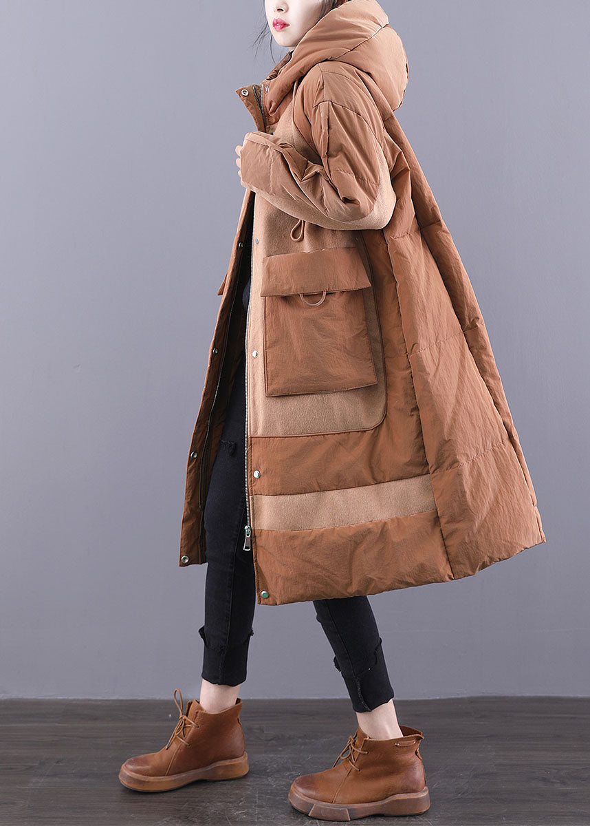 Camel drawstring Duck Down Winter Coats Zip Up Winter - Down Jackets - DYAVOR®