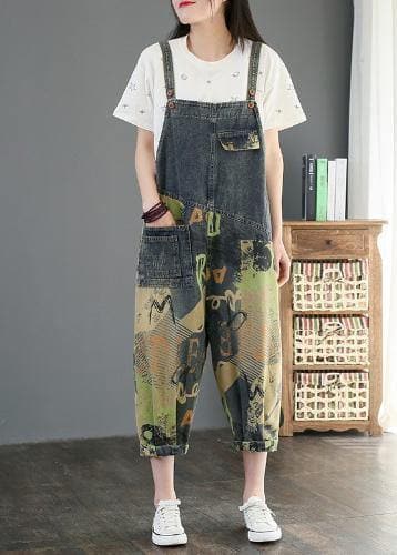 Camouflage printed denim overalls plus size women's casual cropped harem pants - - DYAVOR®