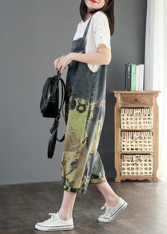 Camouflage printed denim overalls plus size women's casual cropped harem pants - - DYAVOR®