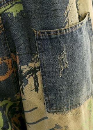 Camouflage printed denim overalls plus size women's casual cropped harem pants - - DYAVOR®