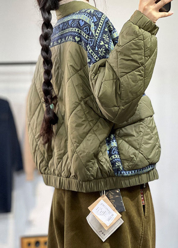 Casual Black Oversized Patchwork Print Fine Cotton Filled Coat Winter - Down Jackets - DYAVOR®
