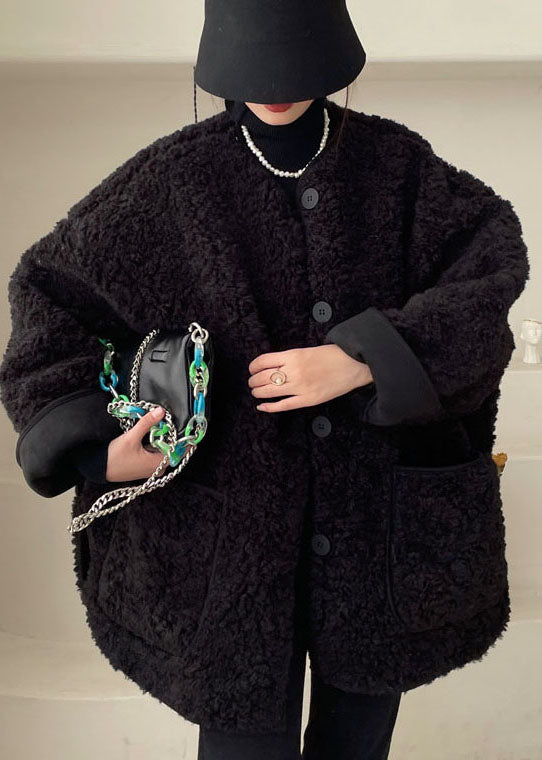 Casual Black Pockets Faux Fur Jacket Winter - Down Jackets - DYAVOR®