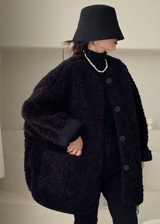 Casual Black Pockets Faux Fur Jacket Winter - Down Jackets - DYAVOR®