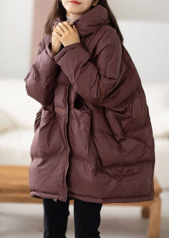 Casual Chocolate Hooded Oversized Drawstring Thick Canada Goose Jacket Batwing Sleeve - Down Jackets - DYAVOR®