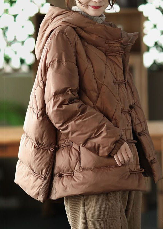 Casual Chocolate Hooded Pockets Fine Cotton Filled Womens Parka Winter - Down Jackets - DYAVOR®