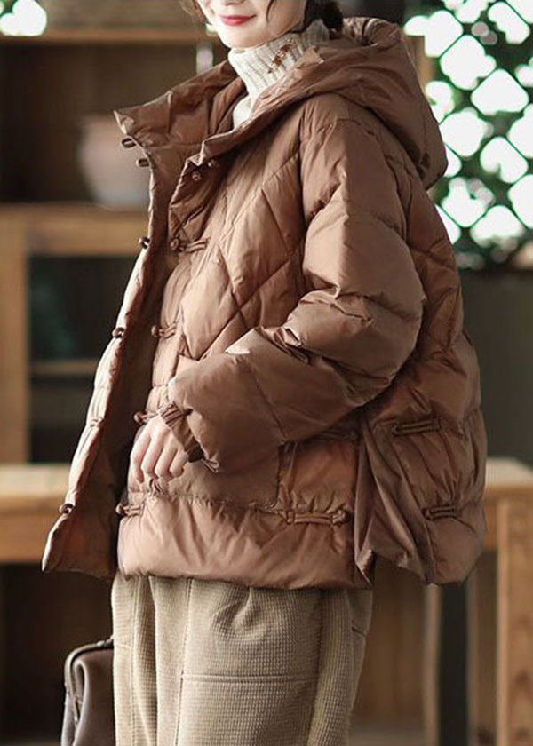 Casual Chocolate Hooded Pockets Fine Cotton Filled Womens Parka Winter - Down Jackets - DYAVOR®