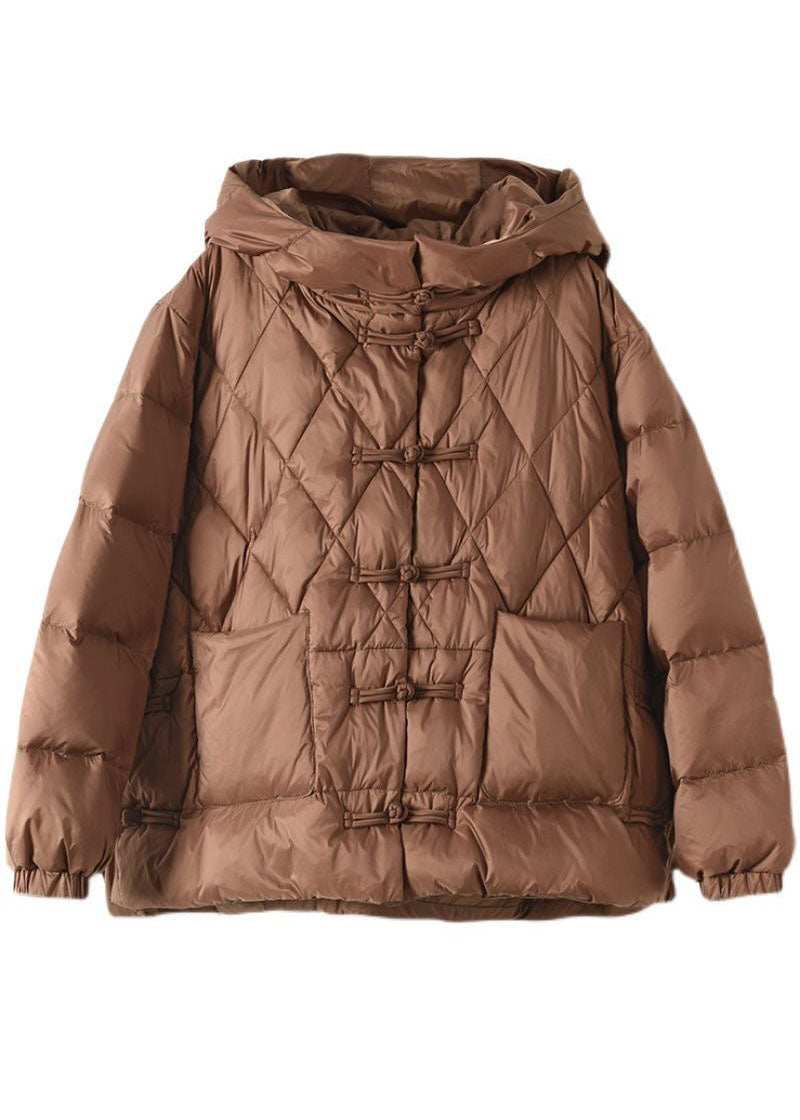 Casual Chocolate Hooded Pockets Fine Cotton Filled Womens Parka Winter - Down Jackets - DYAVOR®