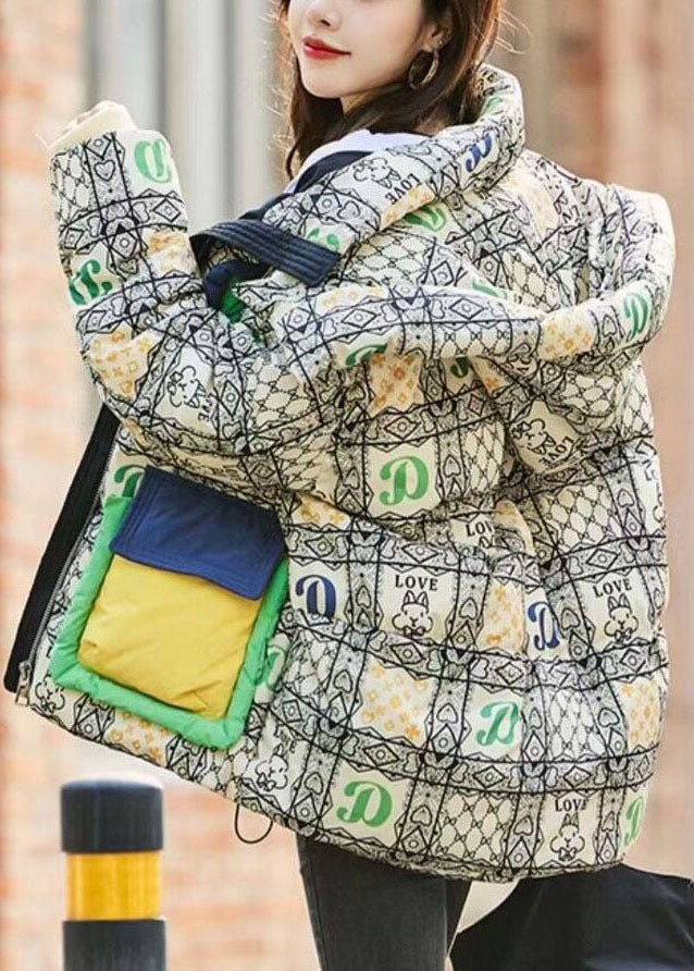 Casual Green Hooded Letter Print Duck Down Down Coat Winter - Down Jackets - DYAVOR®