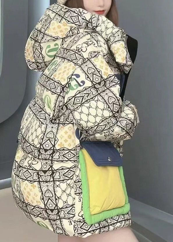 Casual Green Hooded Letter Print Duck Down Down Coat Winter - Down Jackets - DYAVOR®