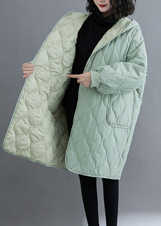 Casual Green Hooded Pockets Fine Cotton Filled Winter parka - Down Jackets - DYAVOR®