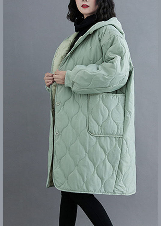 Casual Green Hooded Pockets Fine Cotton Filled Winter parka - Down Jackets - DYAVOR®