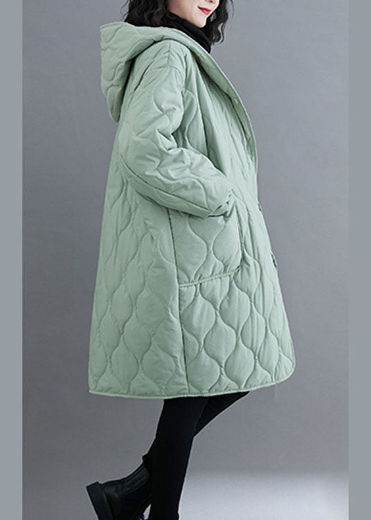 Casual Green Hooded Pockets Fine Cotton Filled Winter parka - Down Jackets - DYAVOR®