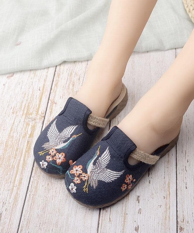 Casual Khaki Embroideried Linen Fabric Slippers Shoes - Slide Sandals - DYAVOR®