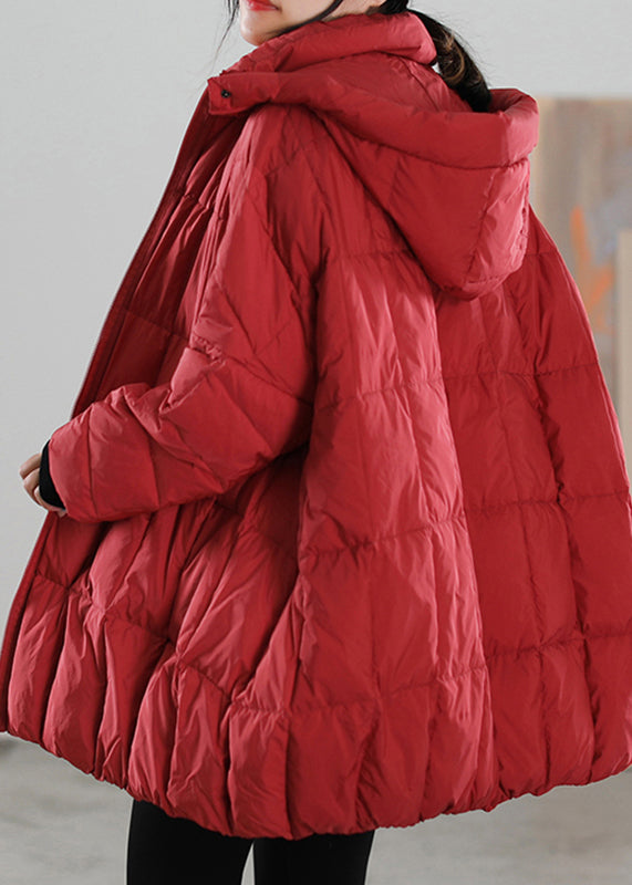 Casual Red Zippered Button Removable Duck Down Coat Winter - Down Jackets - DYAVOR®