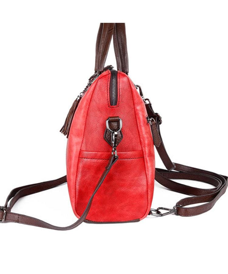 Casual Red zippered Paitings Calf Leather Backpack Bag - Backpack Bag - DYAVOR®