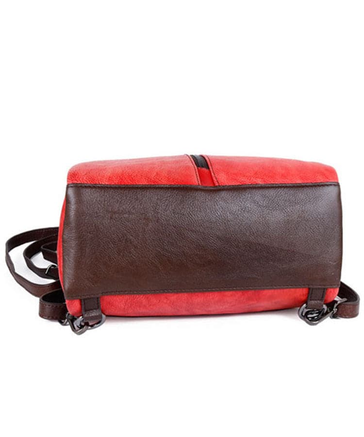 Casual Red zippered Paitings Calf Leather Backpack Bag - Backpack Bag - DYAVOR®